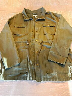 Arizona Jean Co Women's Green Military Button Jacket w/ Pockets, XL (50" Chest)